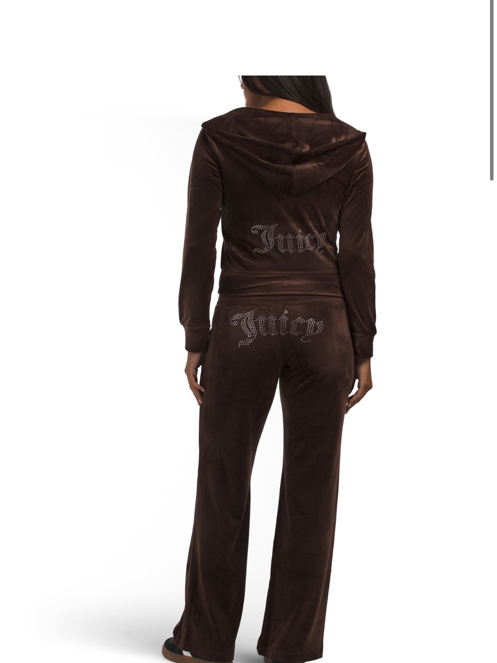 Juicy Couture Brown Velour Track Pants & Hoodie Set with Rhinestone Logo